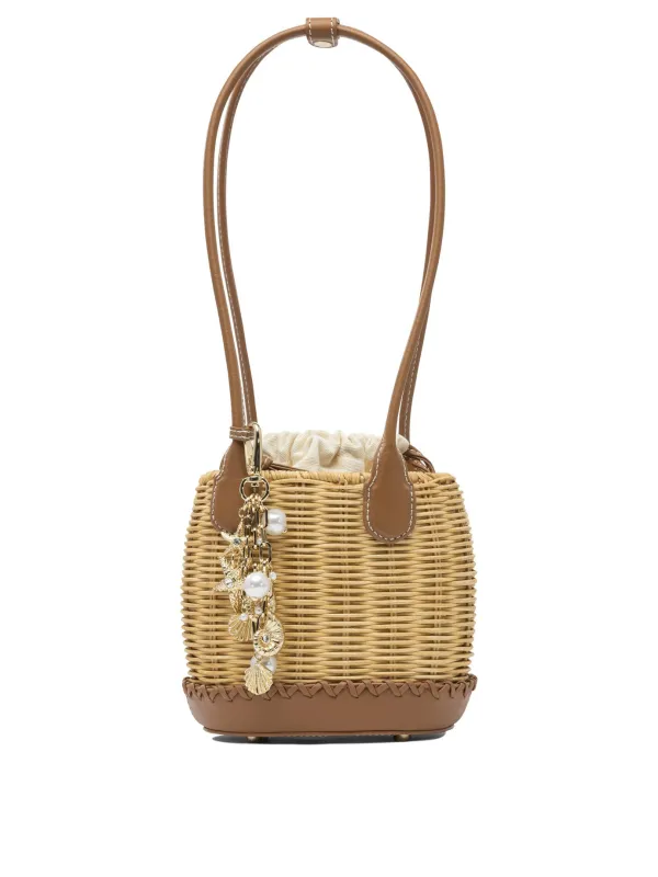 Shoulder Bag With Rattan Pendant Shoulder Bags Brown sold by Wanan Luxury