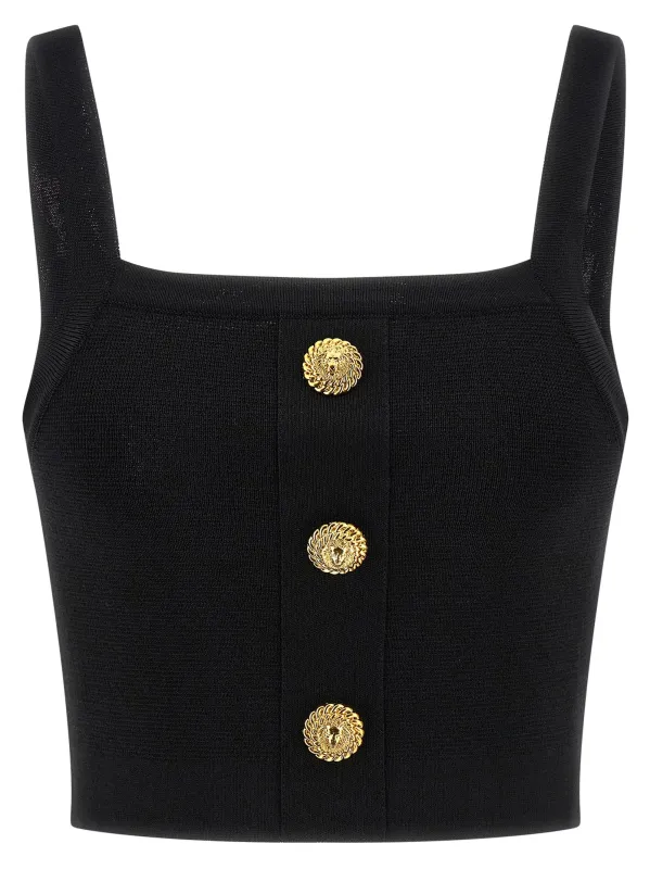 Top 3 Buttons Tops Black sold by Wanan Luxury