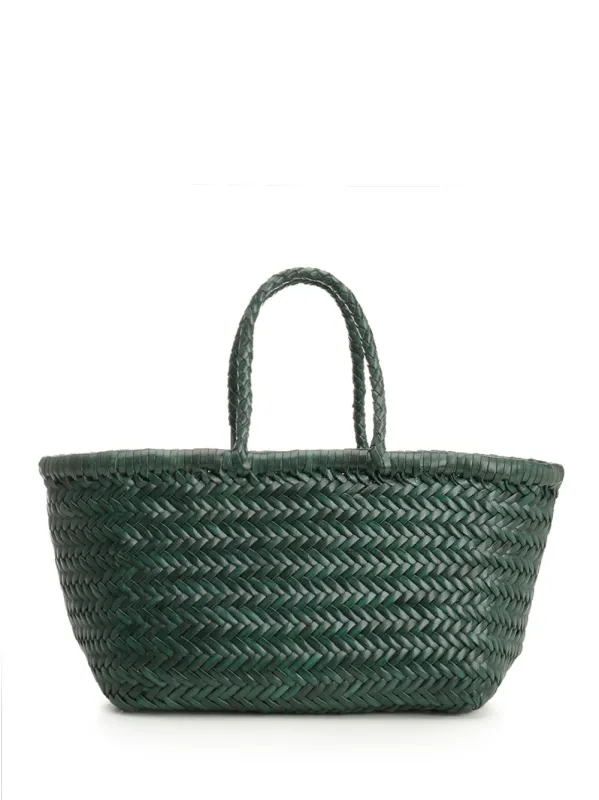 Woven Leather Basket Small Handbags Green sold by Wanan Luxury