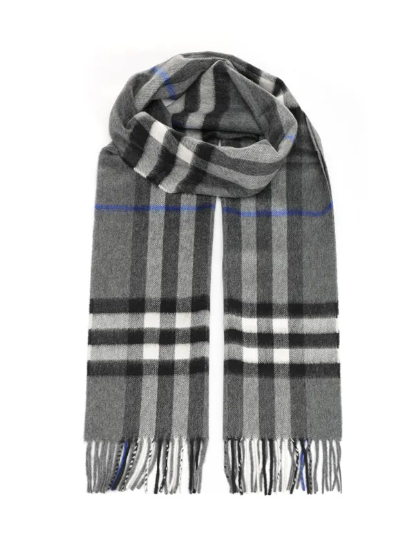 Cashmere Check Scarf Scarves And Foulards Grey sold by Wanan Luxury