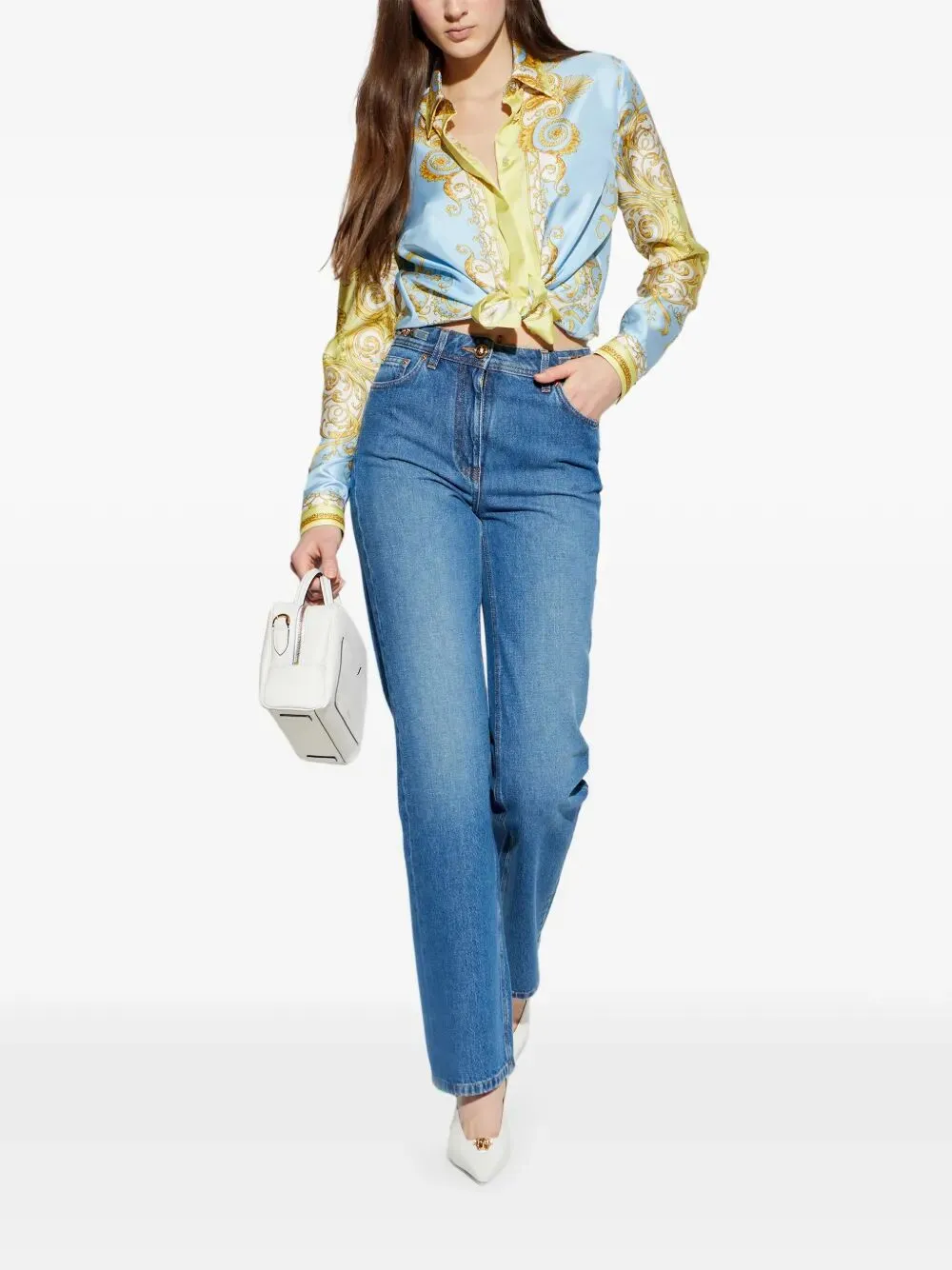 Baroque-Printed Silk Shirt sold by Wanan Luxury product image thumbnail 2