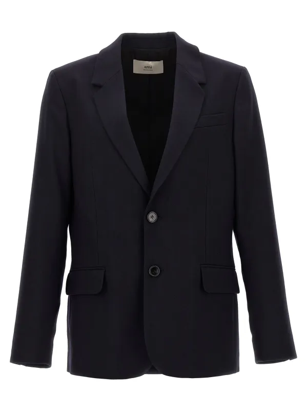 Single-Breasted Wool Blazer Blue sold by Wanan Luxury