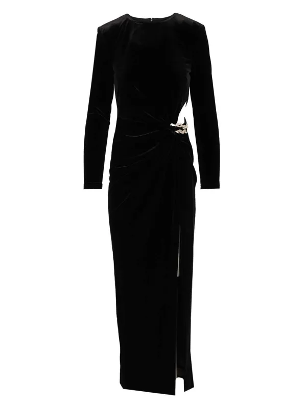 Velvet Midi Dress Dresses Black sold by Wanan Luxury