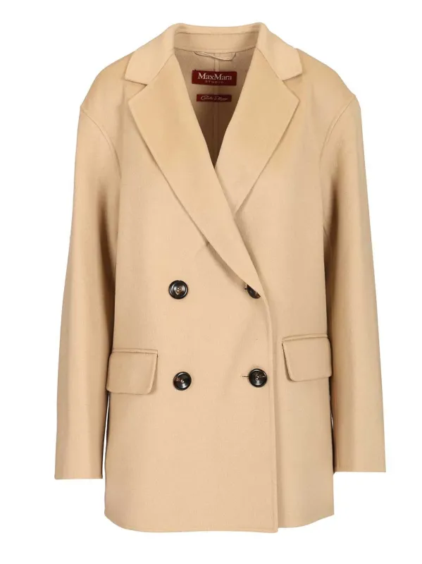 Caban In Wool And Silk Coats Beige sold by Wanan Luxury