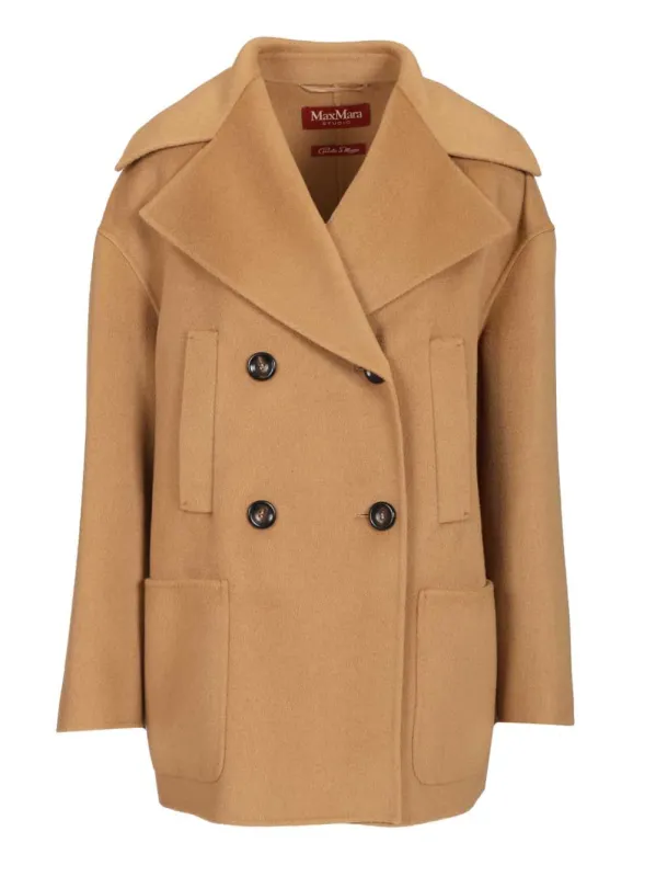 Double-Breasted Wool And Cashmere Jacket Coats Beige sold by Wanan Luxury