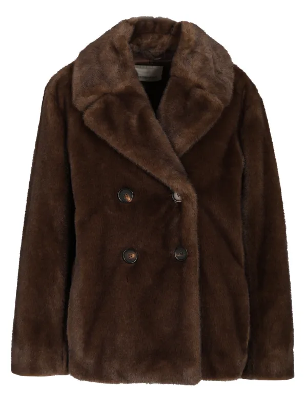 Double-Breasted Jacket Coats Brown sold by Wanan Luxury