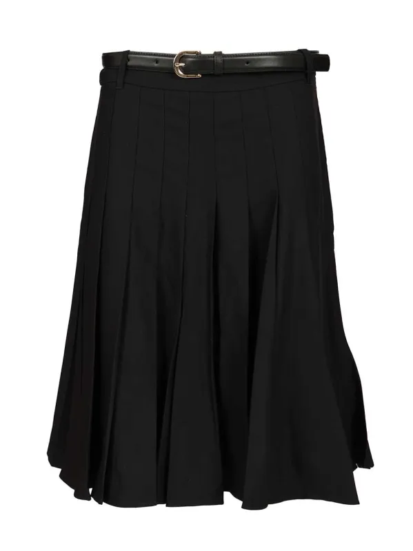 Pleated Twill Midi Skirt Skirts Black sold by Wanan Luxury