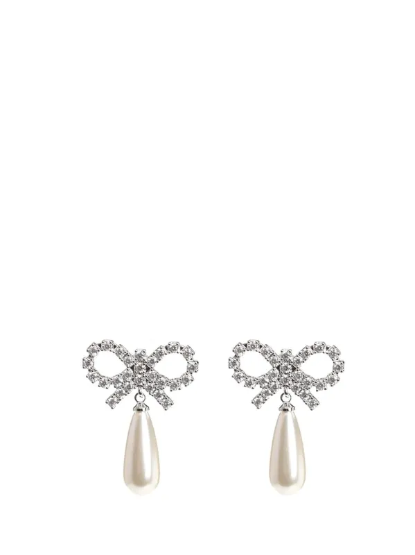 Bow Pearl Earrings Jewelry White sold by Wanan Luxury