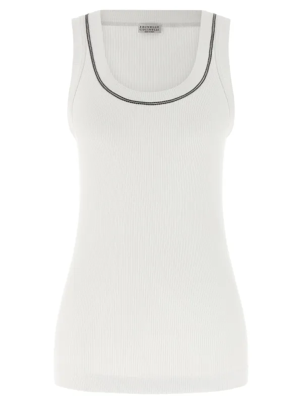 Shiny Trim Tops White made by Brunello Cucinelli