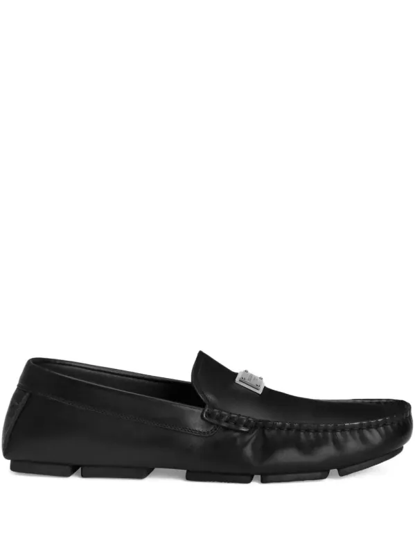 Leather Loafers With Logo Plaque sold by Wanan Luxury