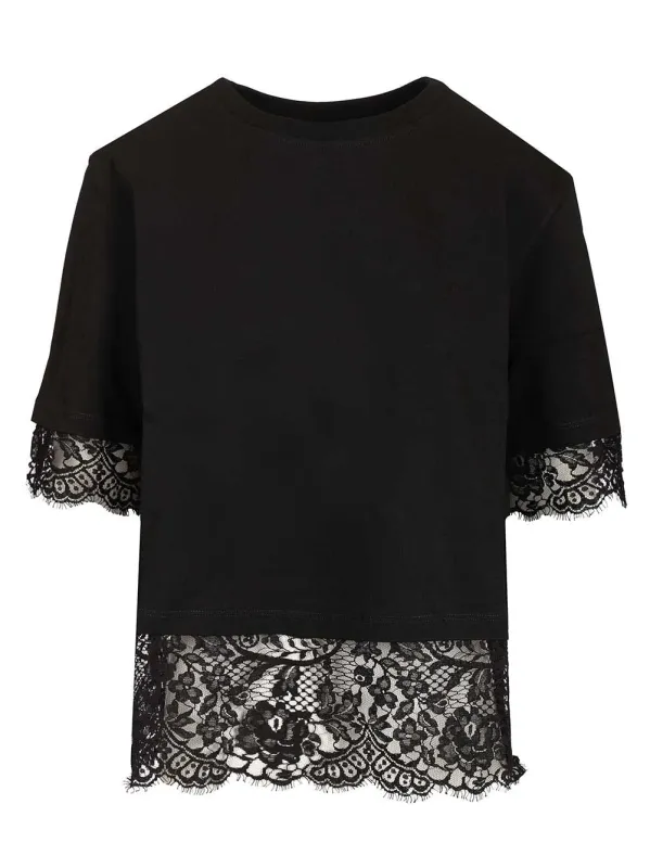 Cotton With Lace T-Shirt Black sold by Wanan Luxury