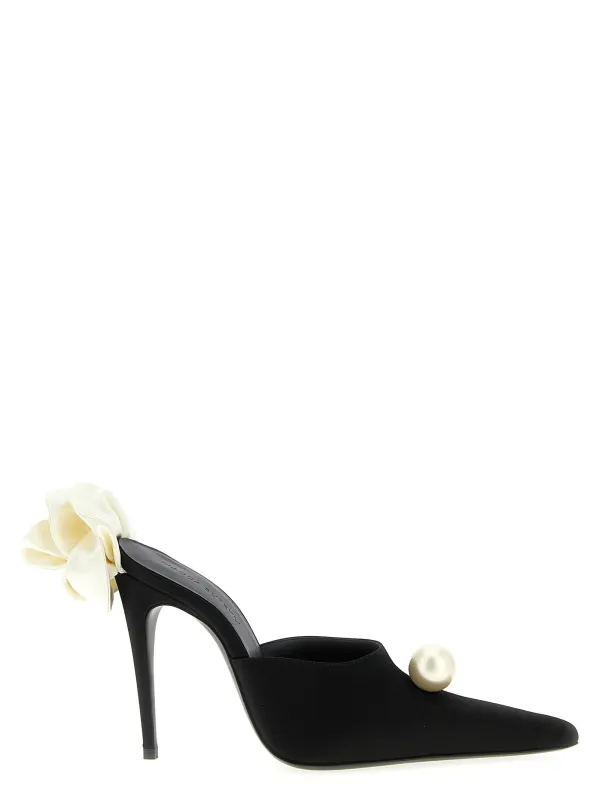 Satin Mules Pumps Black sold by Wanan Luxury