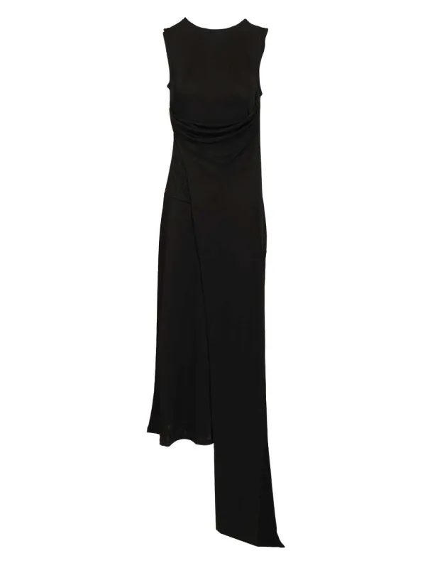 Long Dress In Jersey Crepe Dresses Black sold by Wanan Luxury