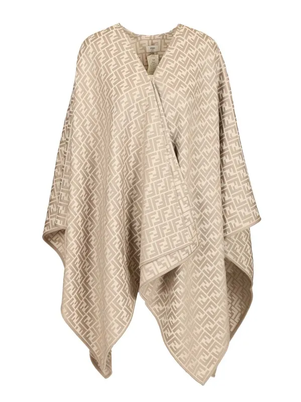 Wool And Silk Poncho Scarves And Foulards Beige sold by Wanan Luxury