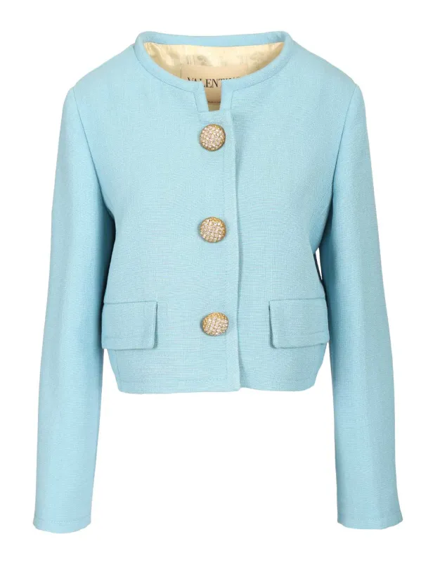 Short Viscose Jacket Jackets Light Blue made by Valentino Garavani