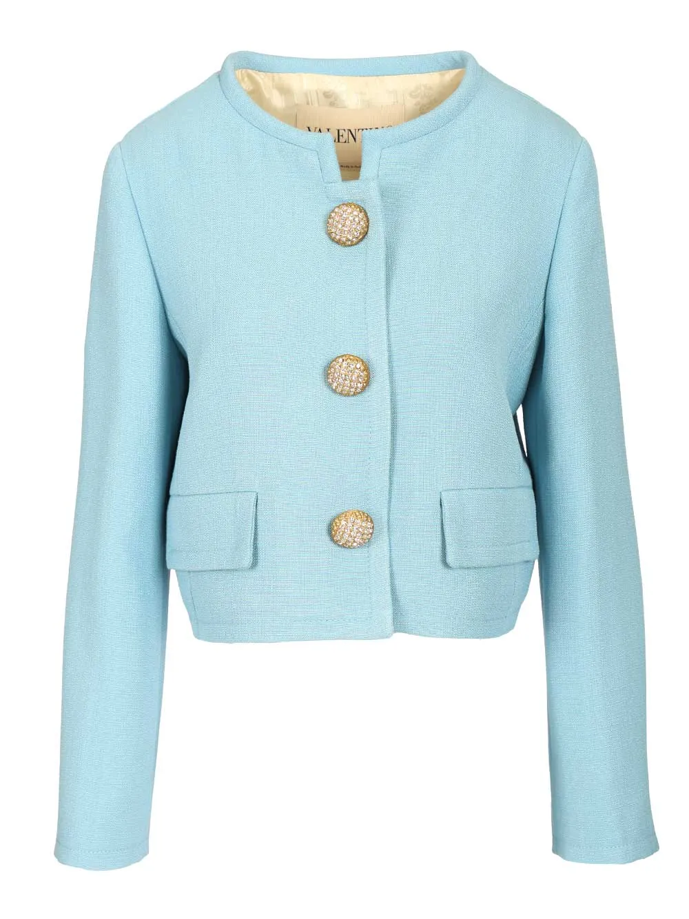 Short Viscose Jacket Jackets Light Blue sold by Wanan Luxury