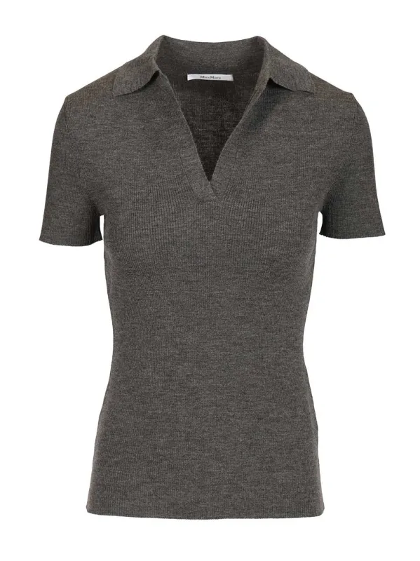 Ribbed Wool Polo Shirt Knitwear Grey sold by Wanan Luxury