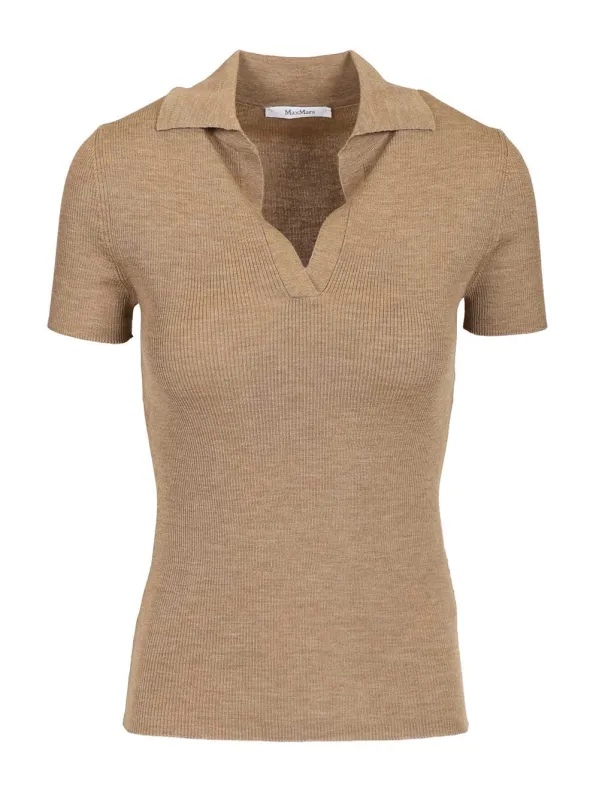 Ribbed Wool Polo Shirt Knitwear Beige sold by Wanan Luxury