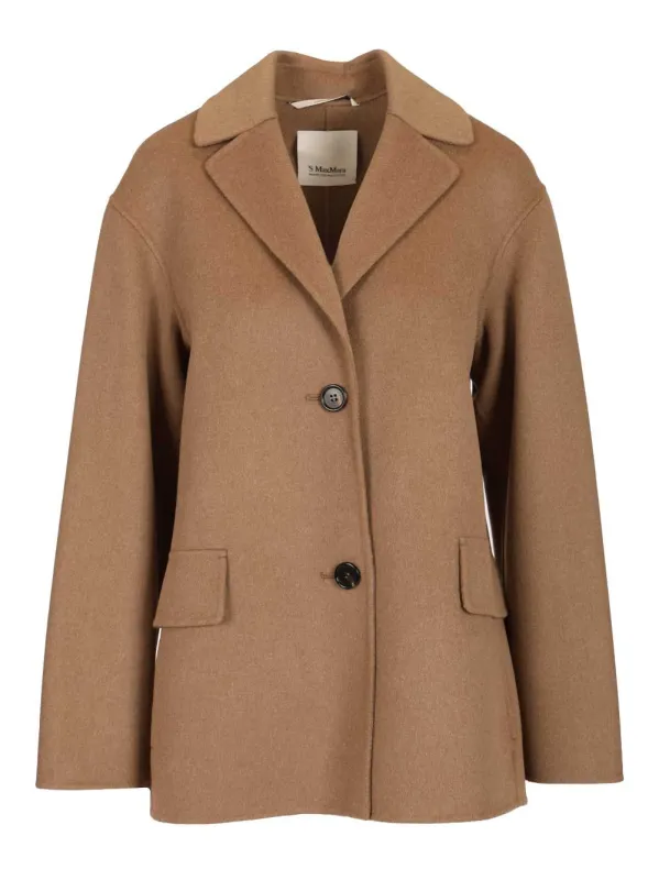 Single-Breasted Double Wool Jacket Jackets Beige sold by Wanan Luxury