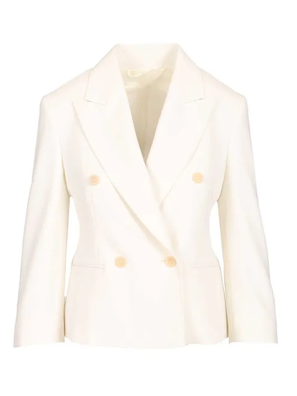 Wool Canvas Crop Blazer Jackets White sold by Wanan Luxury