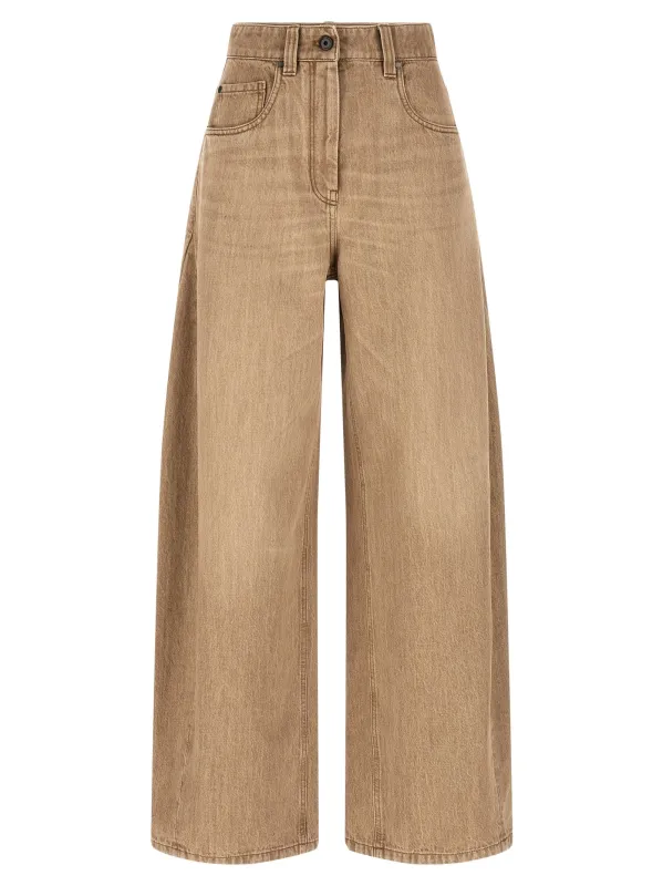 Wide Jeans Beige made by Brunello Cucinelli
