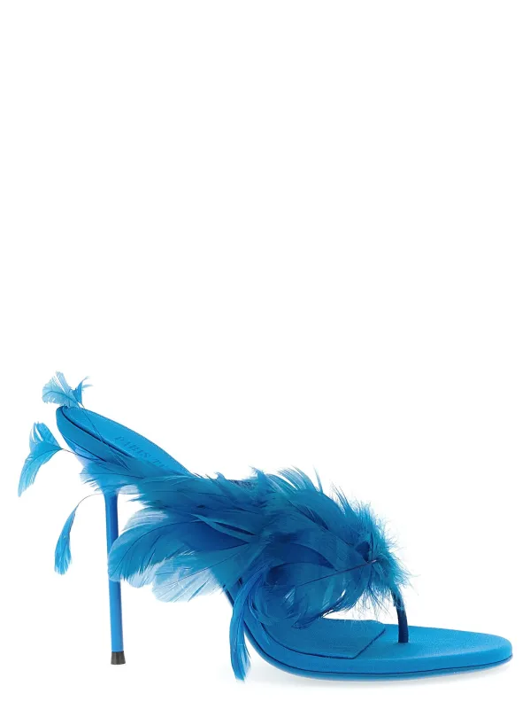 Lidia Feather Thong Sandals Blue sold by Wanan Luxury