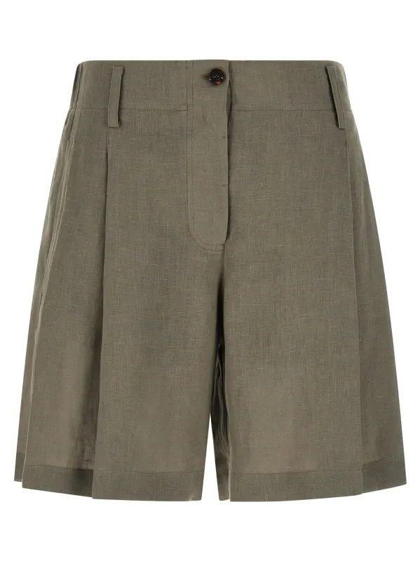 Linen Shorts Bermuda And Short Green sold by Wanan Luxury