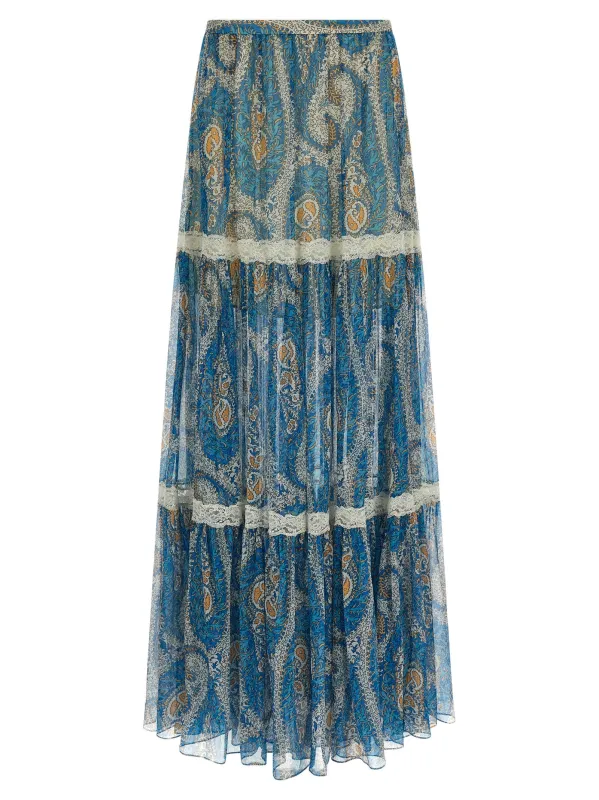 Lace Insert Skirt Skirts Light Blue sold by Wanan Luxury