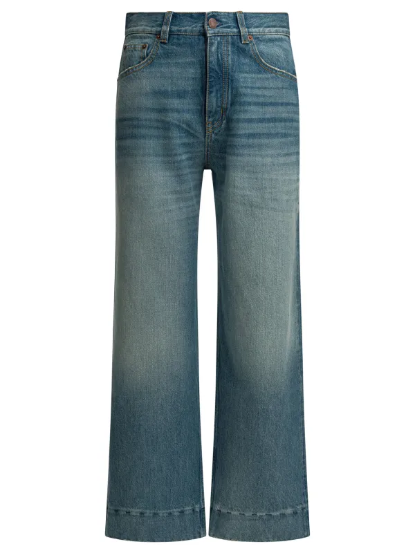 Short Wide Leg Jeans Blue sold by Wanan Luxury