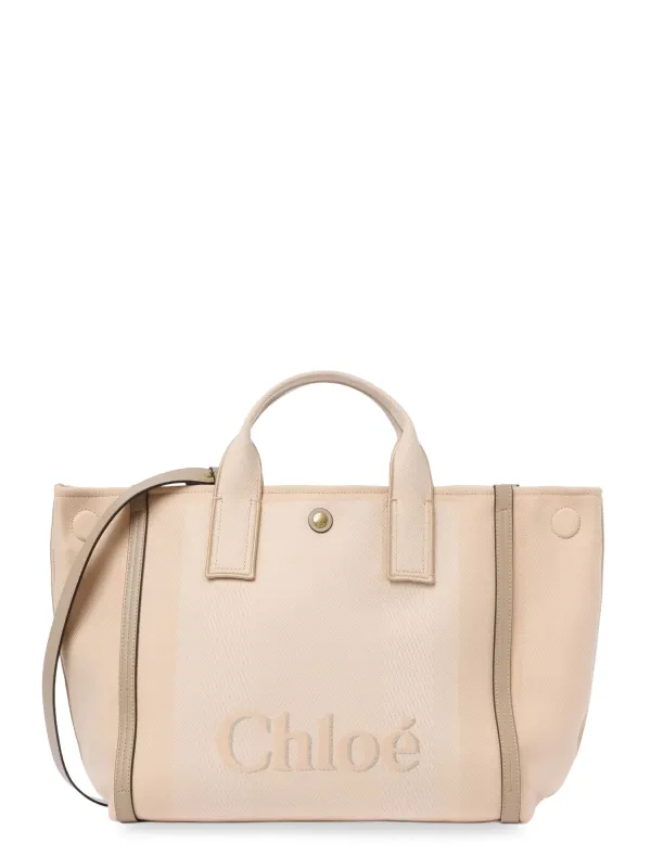 Chloé Carry Striped Jacquard Fabric Crossbody Bag With Oversized Logo On The Front sold by Wanan Luxury