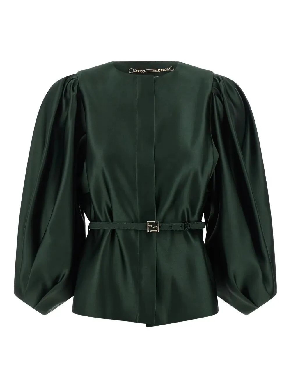 Straight-Cut Duchess Satin Jacket With 3/4 Balloon Sleeves sold by Wanan Luxury