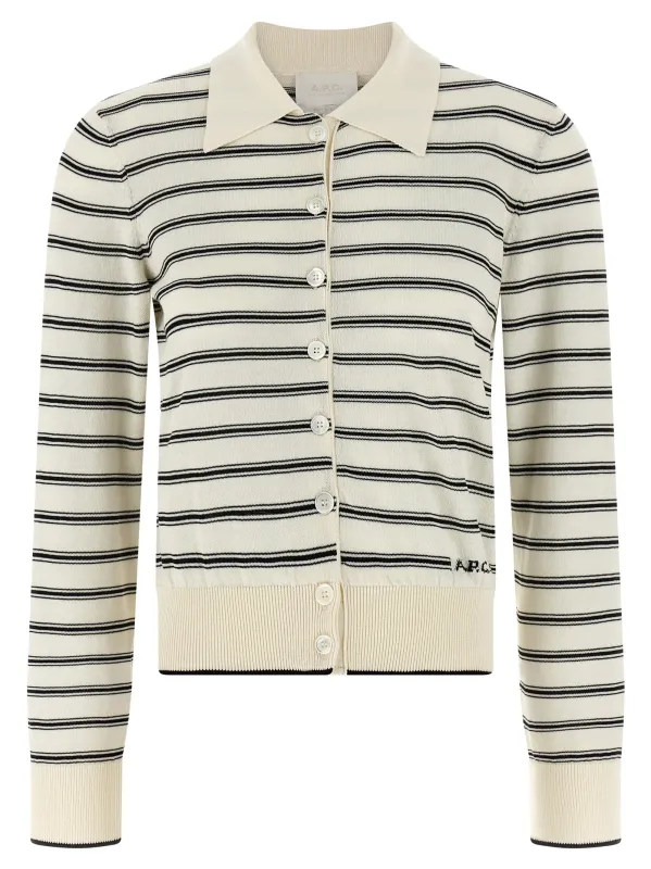 Striped Cardigan Sweaters And Cardigans White/Black sold by Wanan Luxury