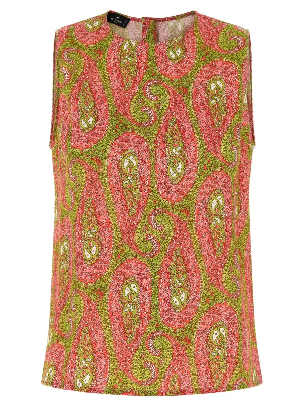 Paisley Foliage Tops Multicolor sold by Wanan Luxury