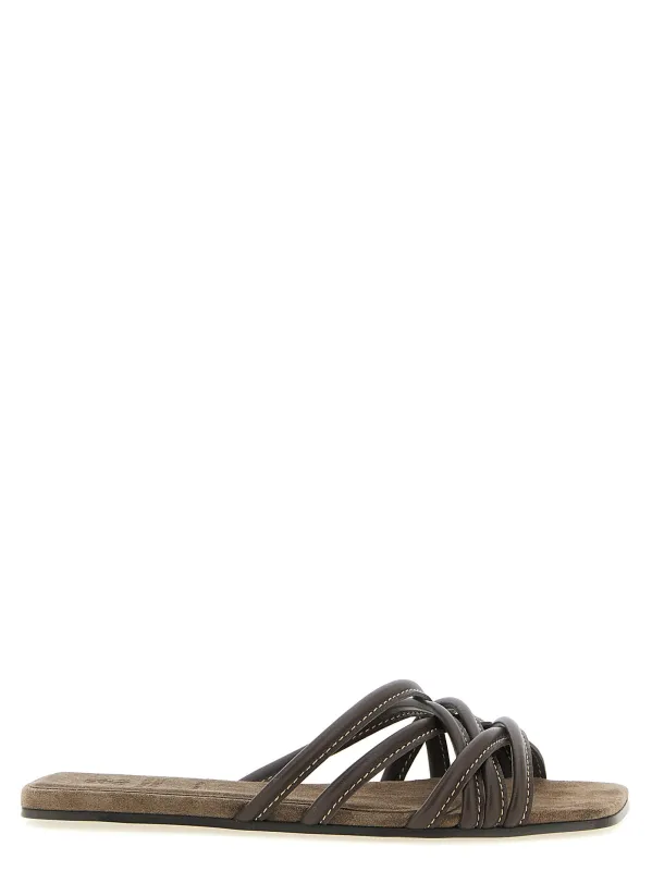 Leather Slides Sandals Brown sold by Wanan Luxury