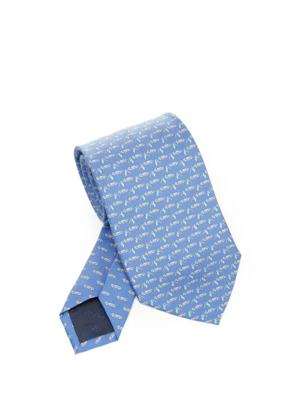 Silk Tie Scarves And Foulards Light Blue made by Salvatore Ferragamo