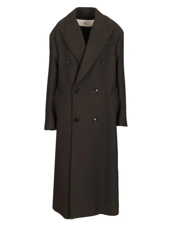 Long Double-Breasted Coat Coats Black sold by Wanan Luxury