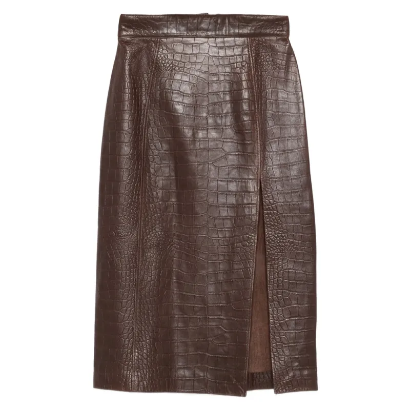 Leather Skirts Brown sold by Wanan Luxury