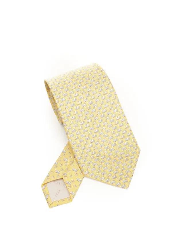 Silk Tie Scarves And Foulards Yellow made by Salvatore Ferragamo