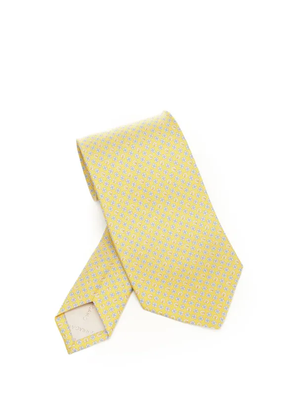 Silk Tie Scarves And Foulards Yellow made by Salvatore Ferragamo
