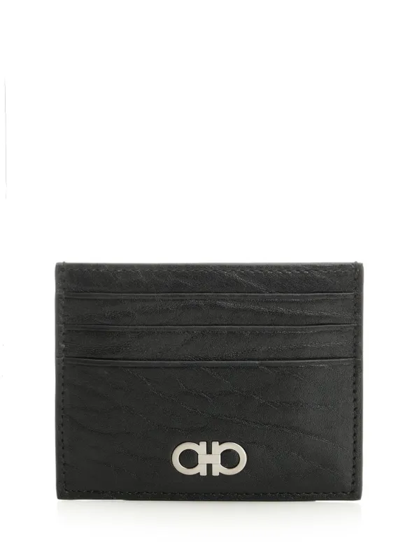 Card Holder Gancini Wallets Black made by Salvatore Ferragamo