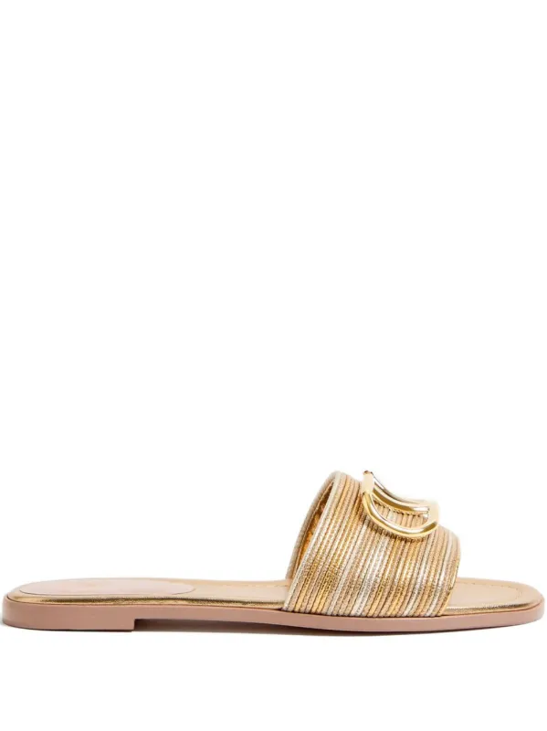 Vlogo Signature Leather Flat Sandals sold by Wanan Luxury