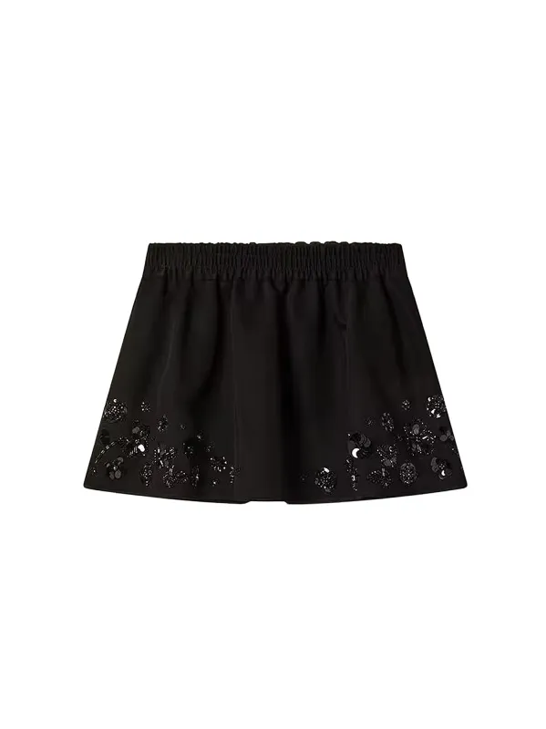 Cotton Blend Midi Skirt With Floral Sequin And Crystal Details sold by Wanan Luxury