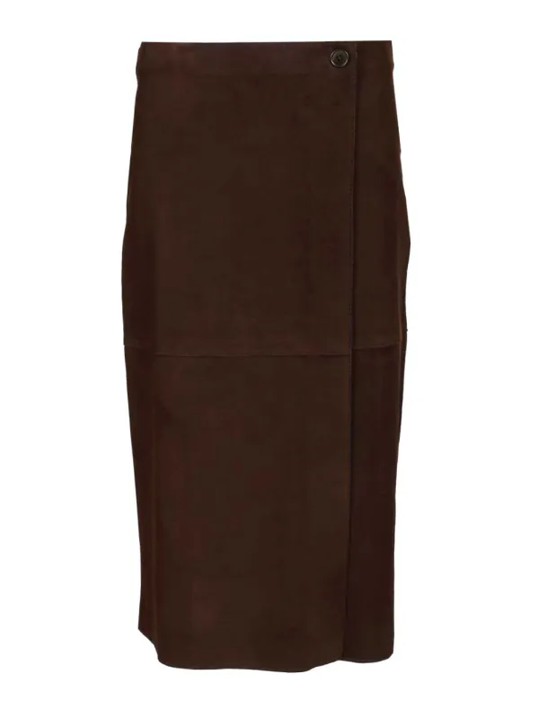 Suede Midi Skirt Skirts Brown made by Wanan Luxury