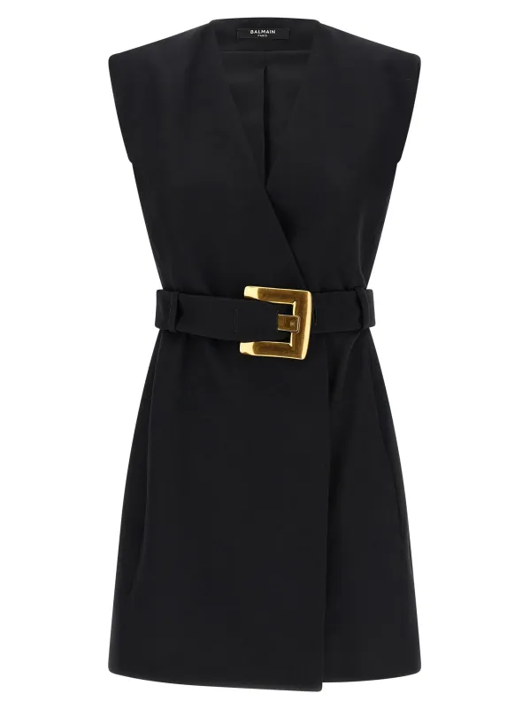 Wrap Dress Dresses Black made by Balmain