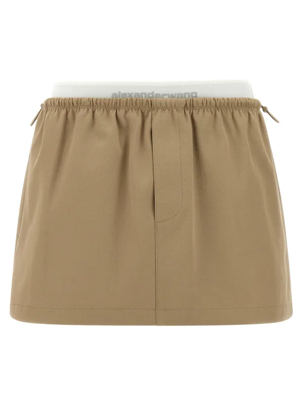 Double Layer Waist Skirt Skirts Beige sold by Wanan Luxury