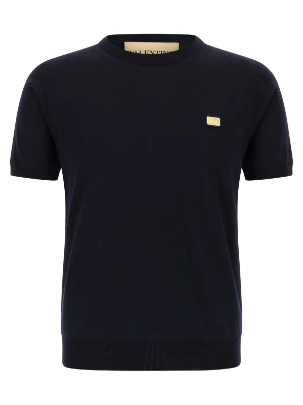 Valentino Garavani Vlogo Signature Jersey Sweaters And Cardigans Blue sold by Wanan Luxury