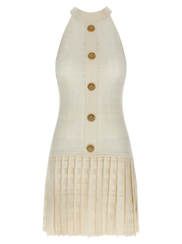 Tartan Knit Dress Dresses White made by Balmain