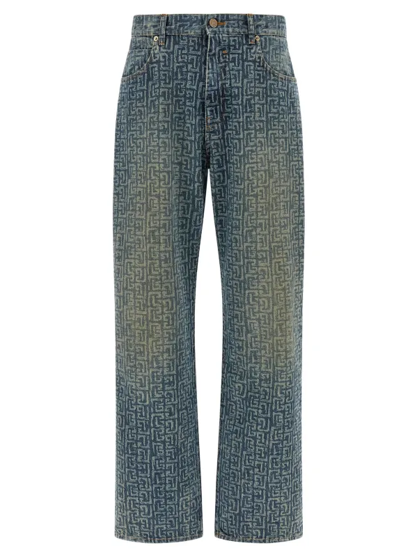 Monogram Jeans Blue made by Balmain