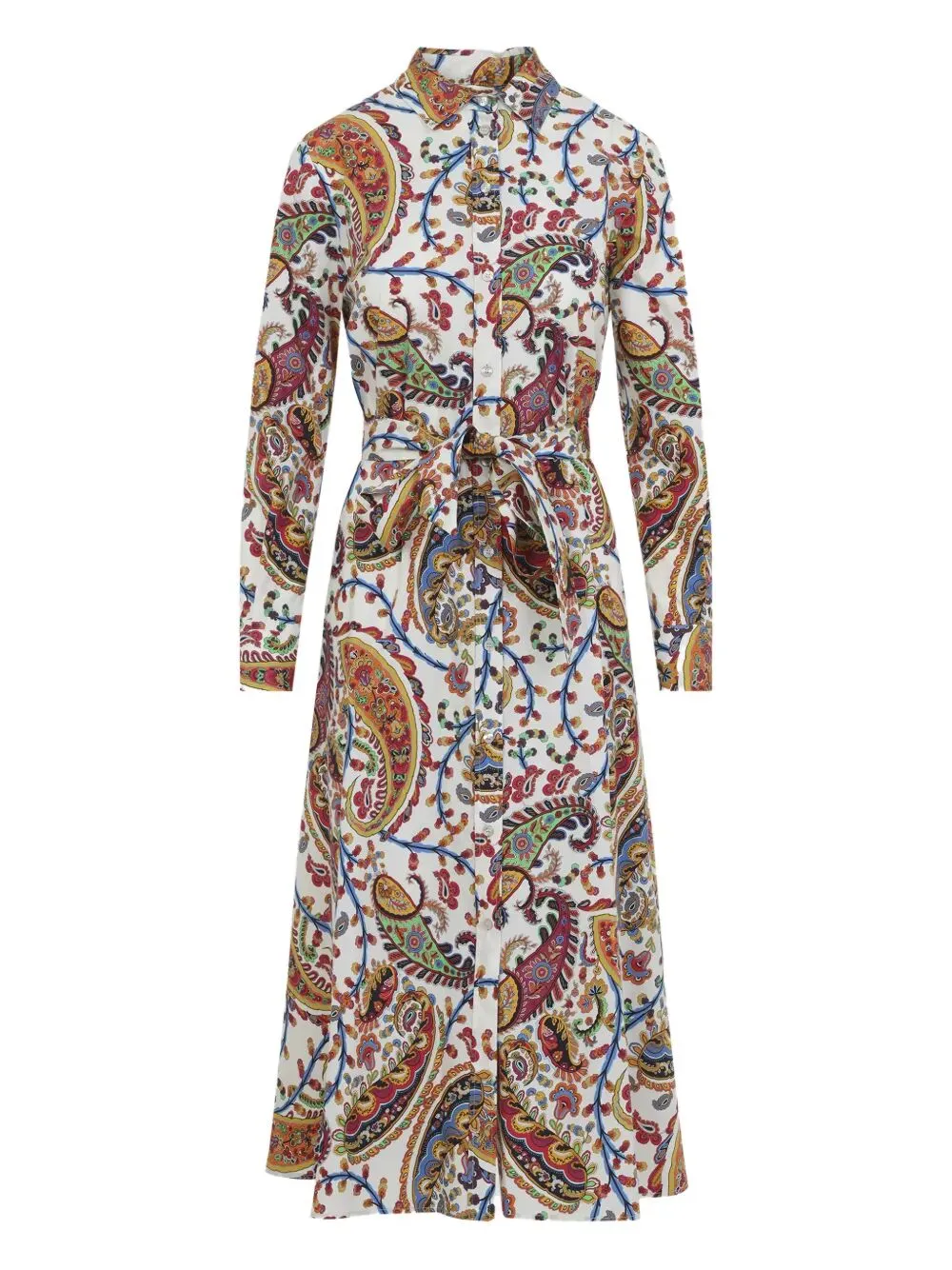 Paisley-Print Midi Shirt Dress With Belt sold by Wanan Luxury