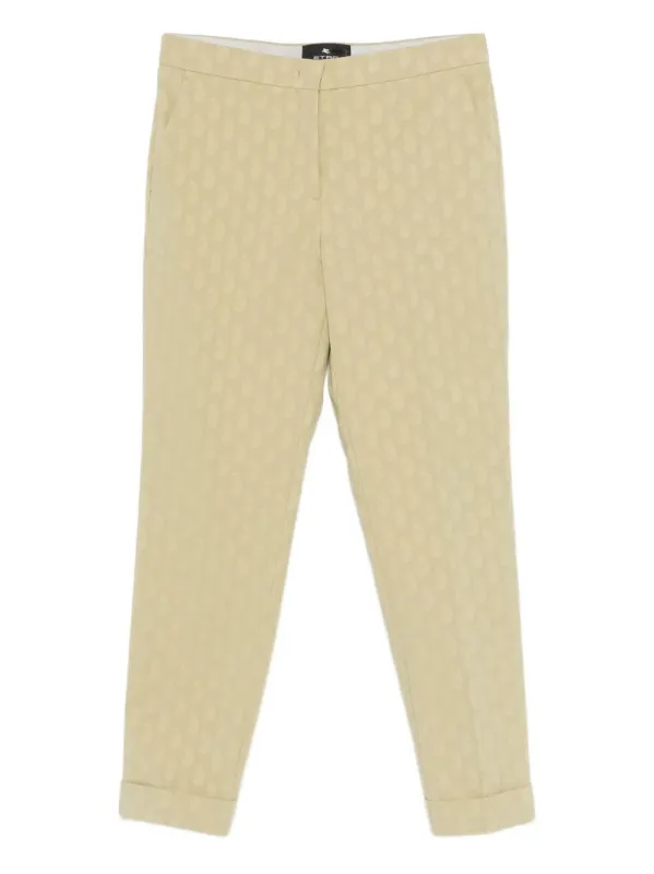 Cropped Cotton Jacquard Trousers With Micro Paisley Motif sold by Wanan Luxury